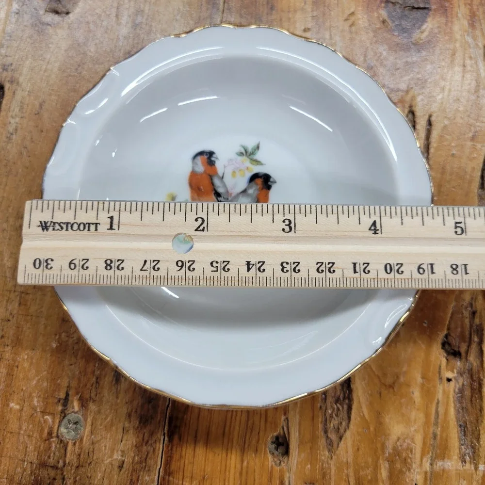 Vintage Porcelain Small Pitcher Jug & Basin Dish‎ Set Birds Orioles Gold Trim